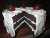 DARK CHOCOLATE CAKE W/ FLUFFY VANILLA FROSTING
